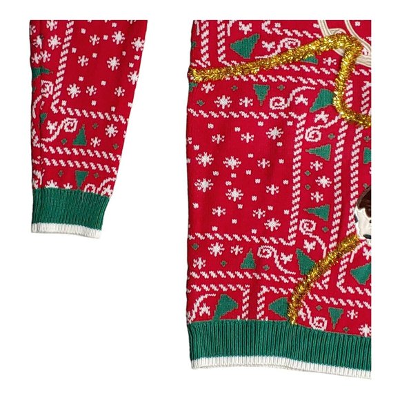 Ugly Christmas Sweater Women's Extra Large Red Reindeer Holiday Grandma Pullover - Picture 8 of 9